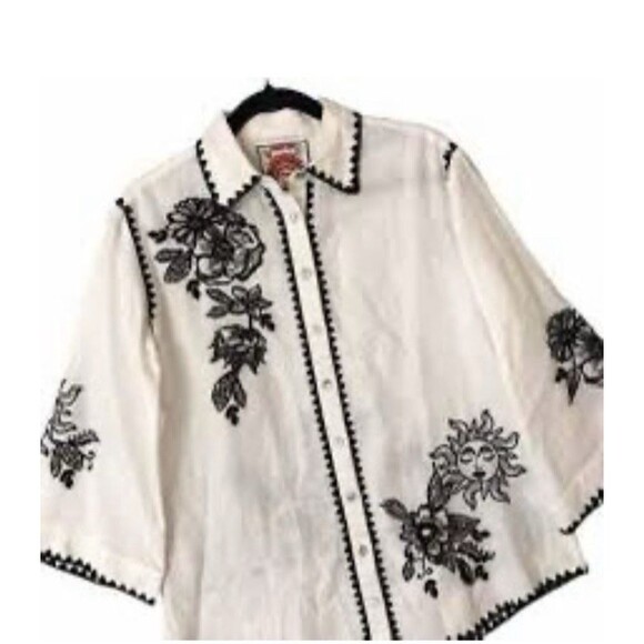 Johnny Was Addison Kimono Sleeve Shirt Floral Embroidery Large Embroidered Sun - Picture 14 of 14